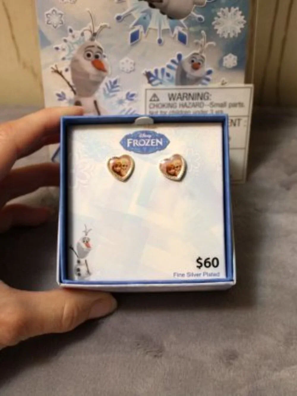 Disney Frozen Fine Silver Plated Earrings with Stickers - NIB